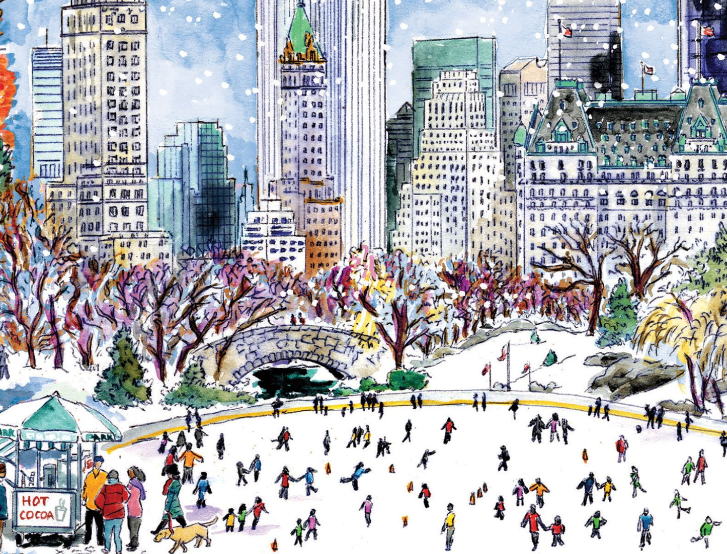 Michael Storrings Park Skaters Holiday Embellished Notecards