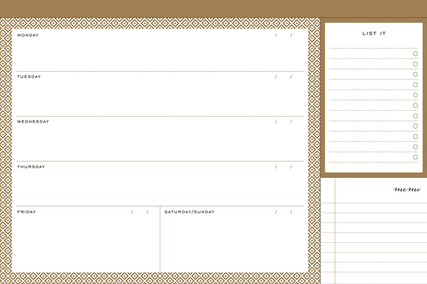 Undated Jotter- Modern Gold