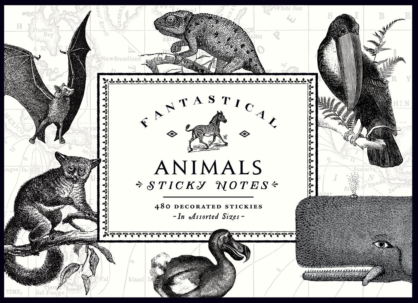 Vintage Prints Fantastical Animals Sticky Notes