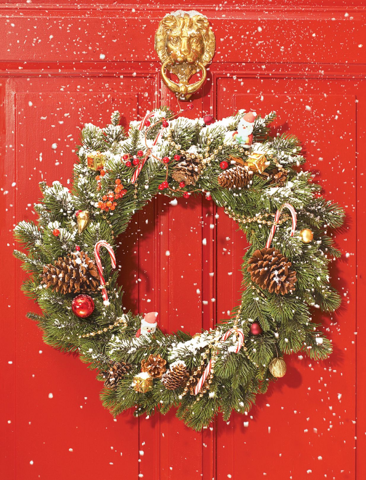 Red Door Wreath Embellished Holiday Notecards