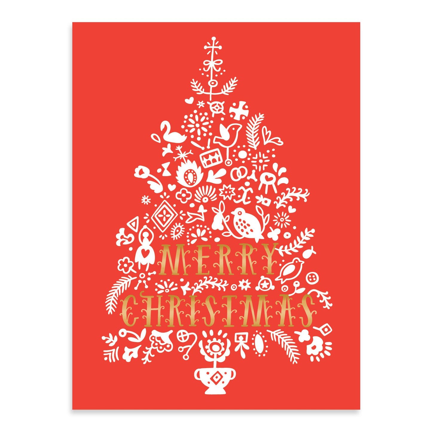 Festive Folk Tree Embellished Holiday Notecards