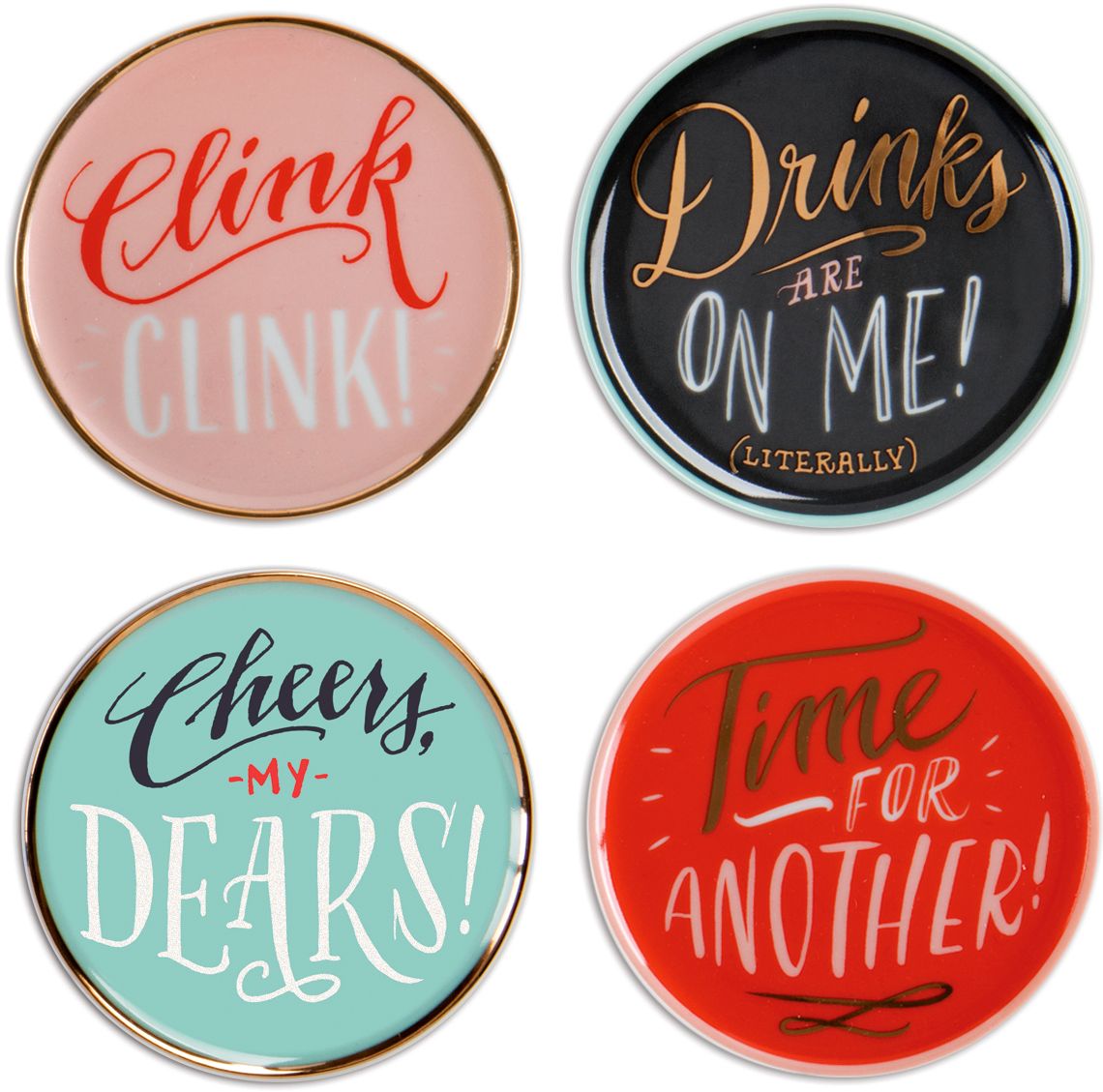 Ladyfingers Letterpress High Five Porcelain Coaster Set
