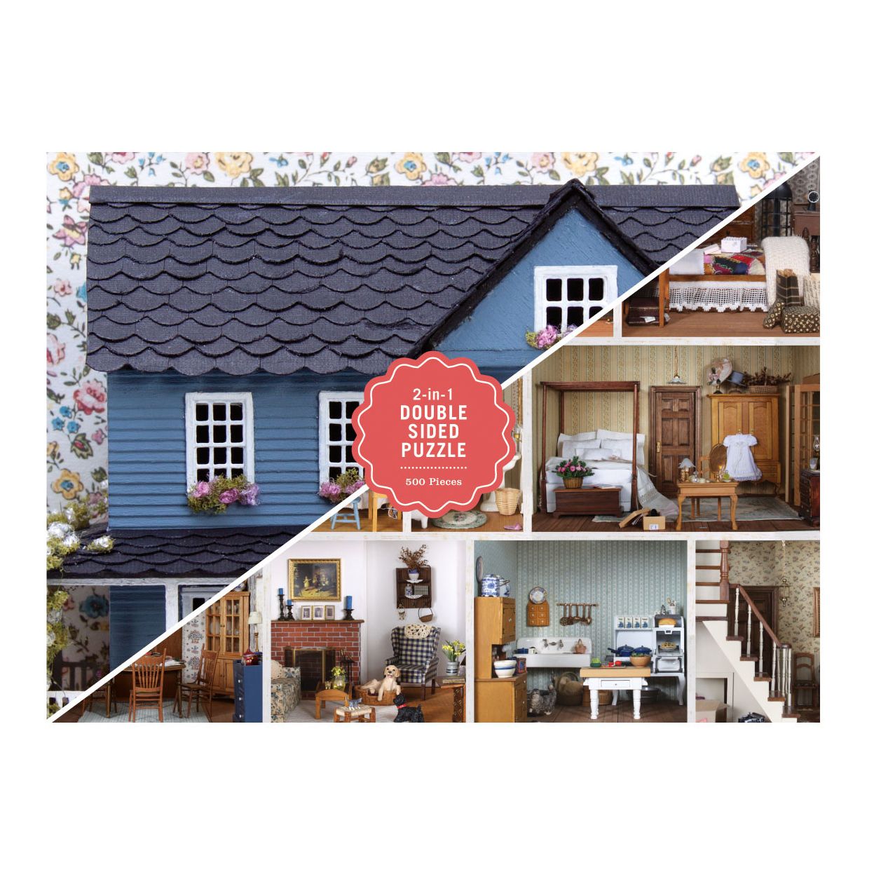 Vintage Dollhouse 2-sided 500 Piece Puzzle