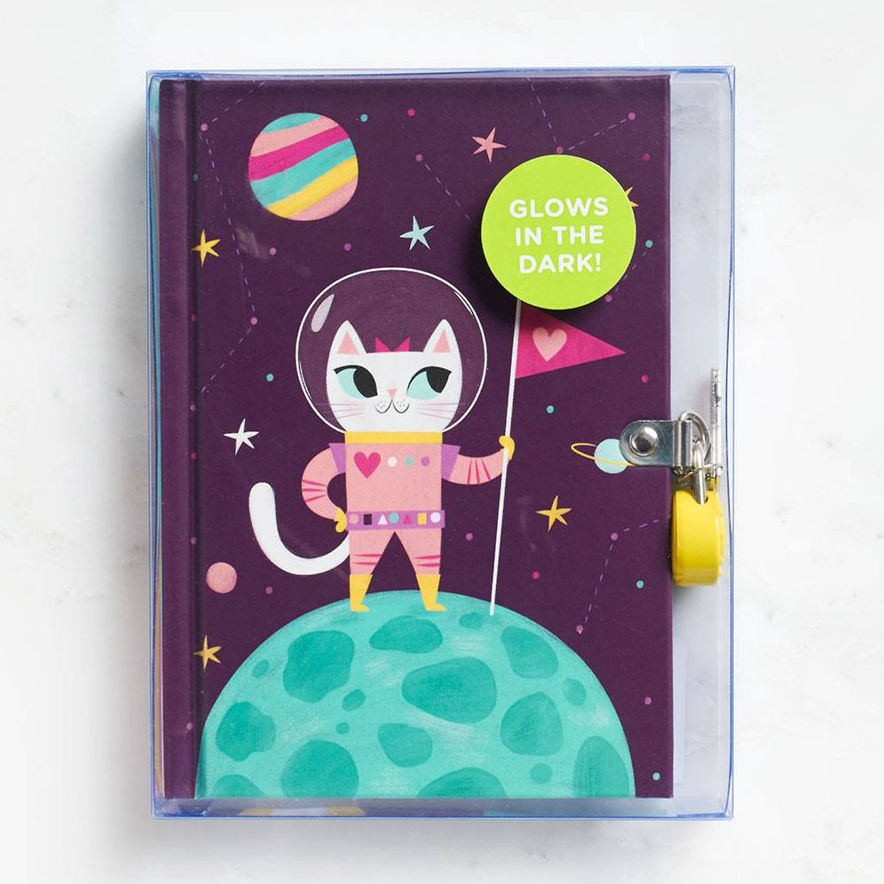 Space Cat Glow-in-the-Dark Locked Diary