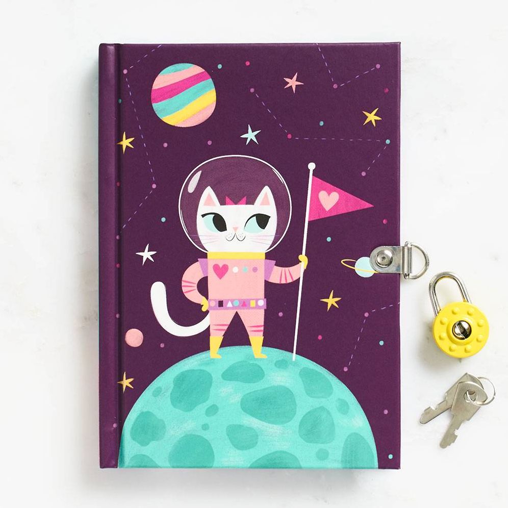 Space Cat Glow-in-the-Dark Locked Diary
