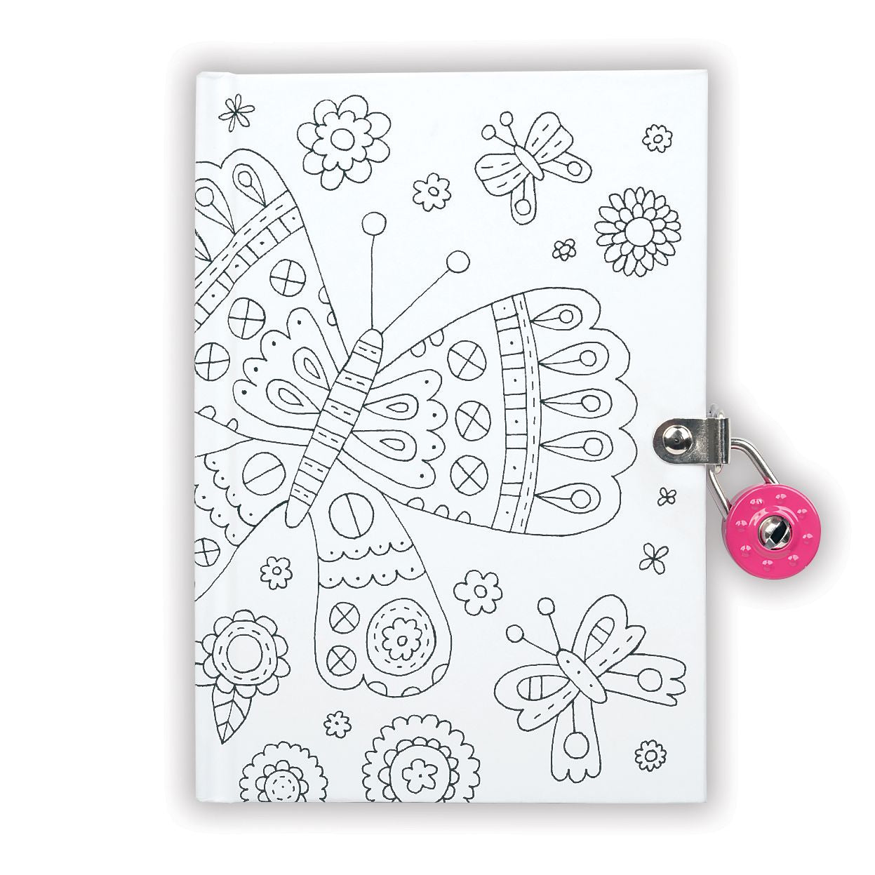 Butterfly Color-In Locked Diary