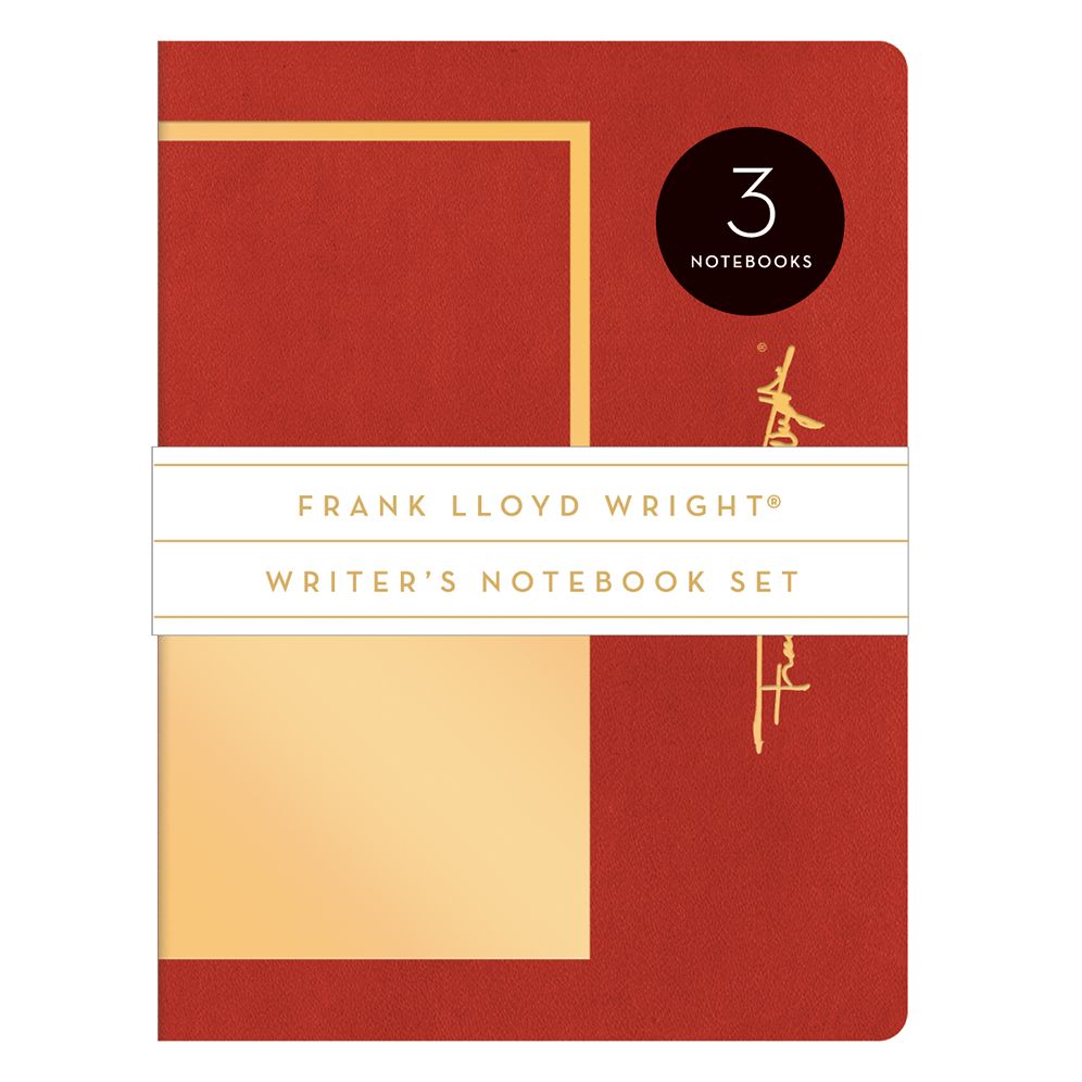 Frank Lloyd Wrightb Vegan Leather Writer's Notebook Set of 3, stitched