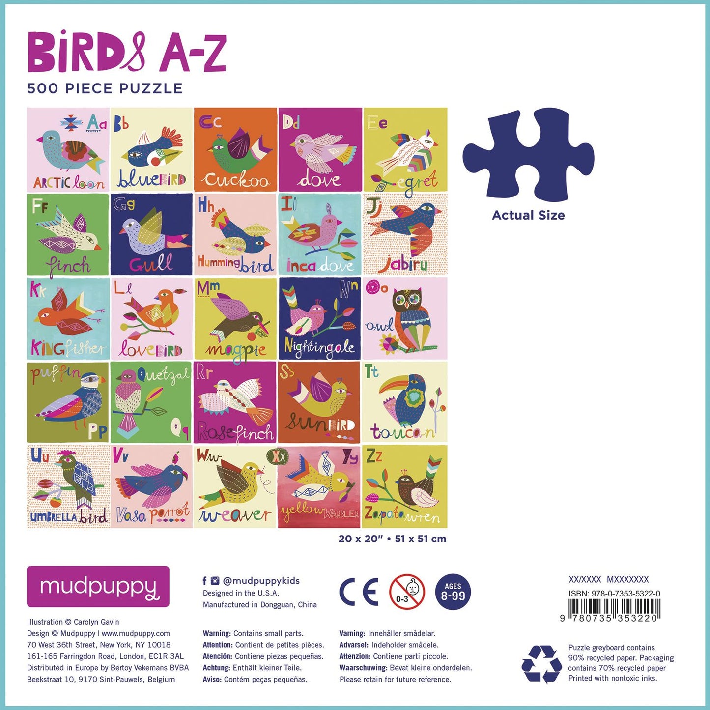 Birds A to Z 500 Pc Puzzle