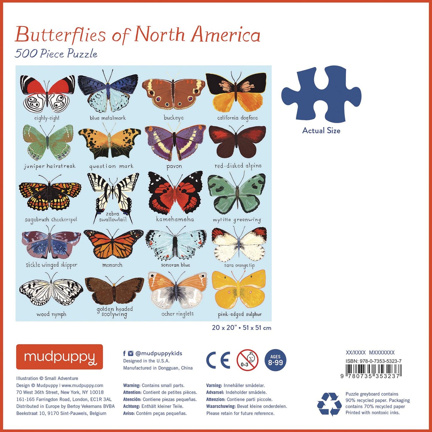 Butterflies of North America 500 Pc Puzzle