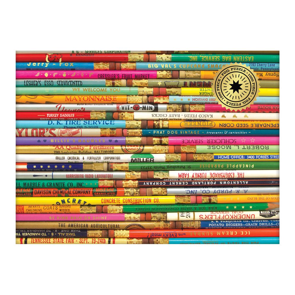 Vintage Pencils 1000 Pc Foil Puzzle
