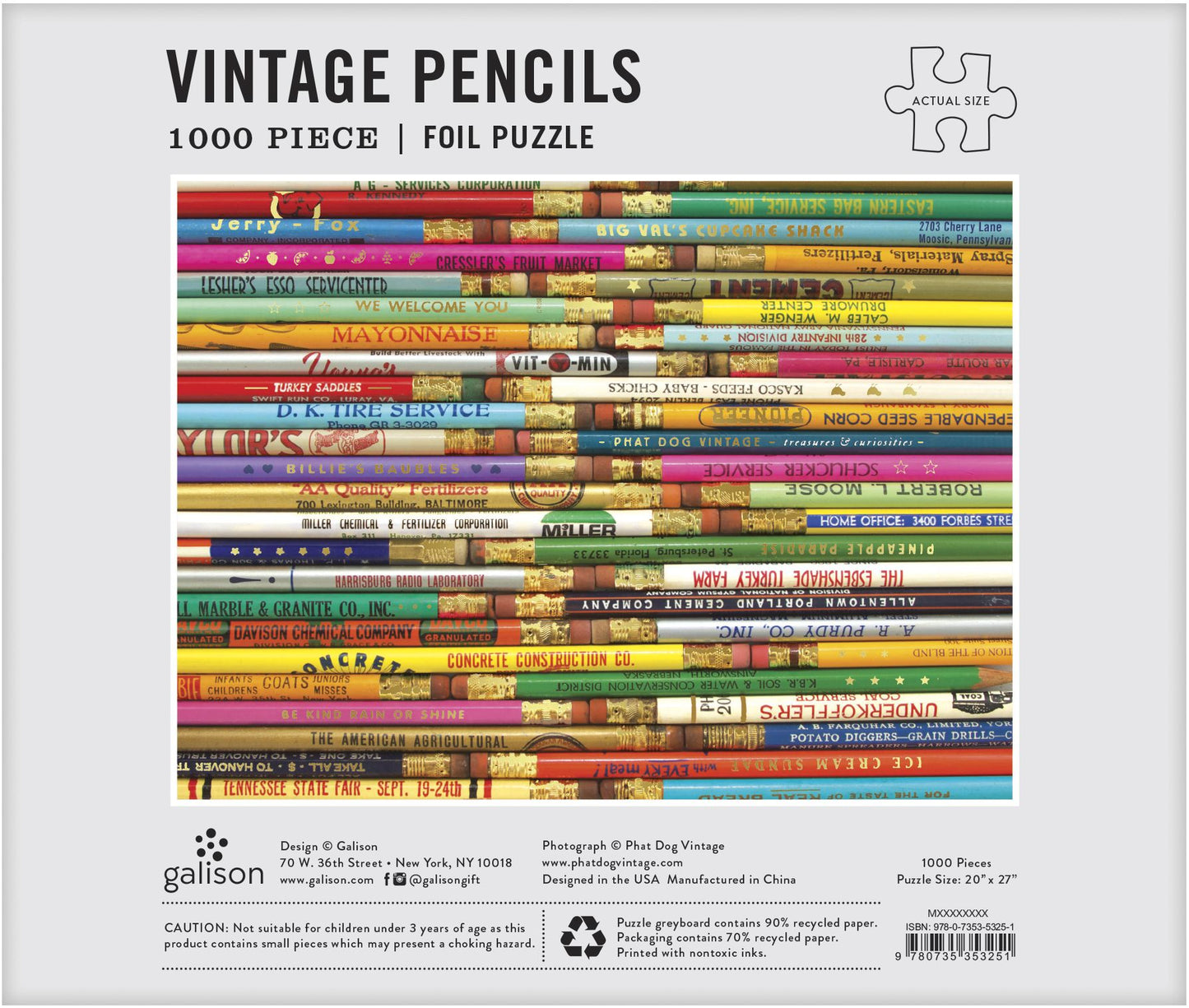 Vintage Pencils 1000 Pc Foil Puzzle