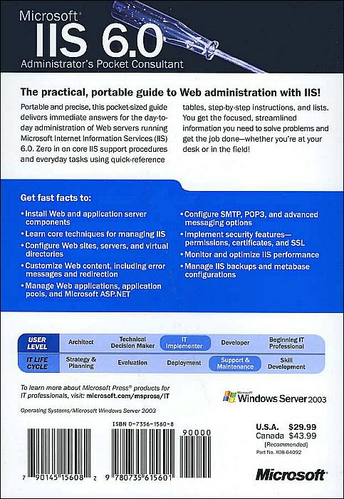 Microsoft IIS 6.0 Administrator's Pocket Consultant