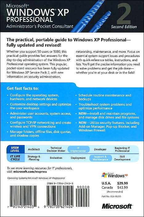 Microsoft Windows Xp Professional Administrator's Pocket Consultant, Second Edition