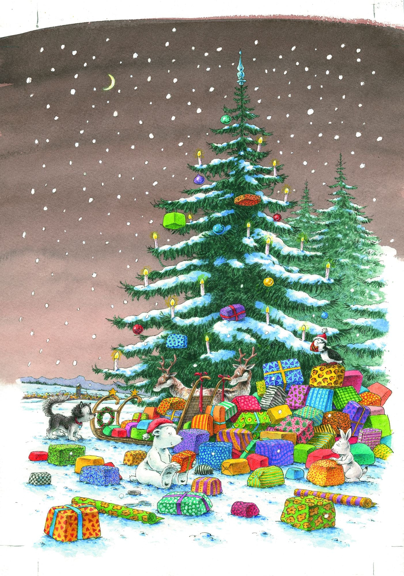Little Polar Bear Under the Christmas Tree
