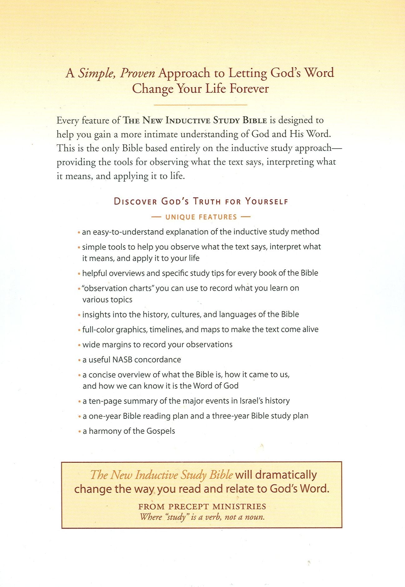 The New Inductive Study Bible, NASB