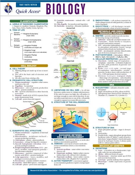 Biology - REA's Quick Access Reference Chart