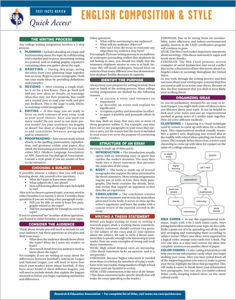 English Composition and Style - REA's Quick Access Reference Chart