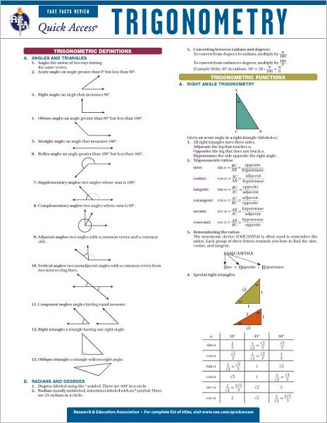 Trigonometry - REA's Quick Access Reference Chart