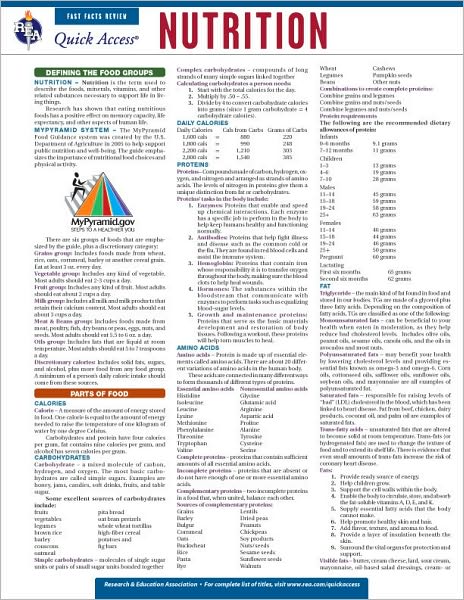 Nutrition - REA's Quick Access Reference Chart