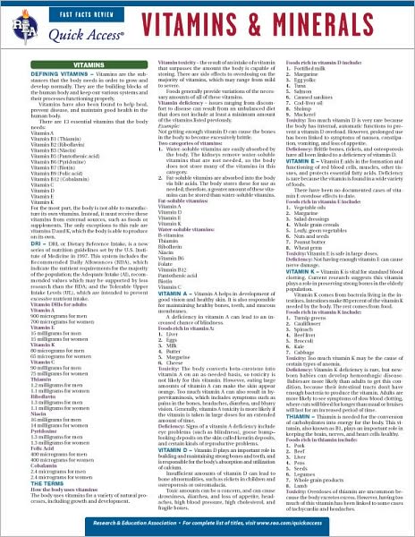 Vitamins and Minerals - REA's Quick Access Reference Charts
