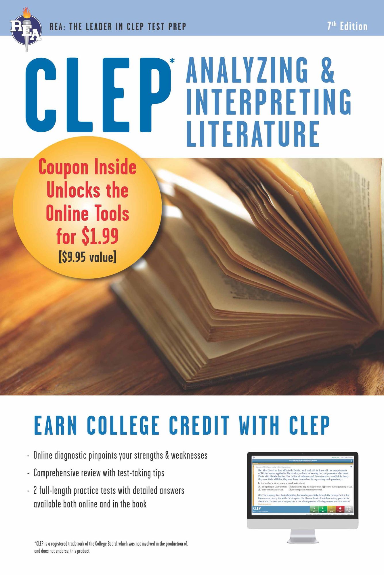 CLEP Analyzing & Interpreting Literature Book + Online