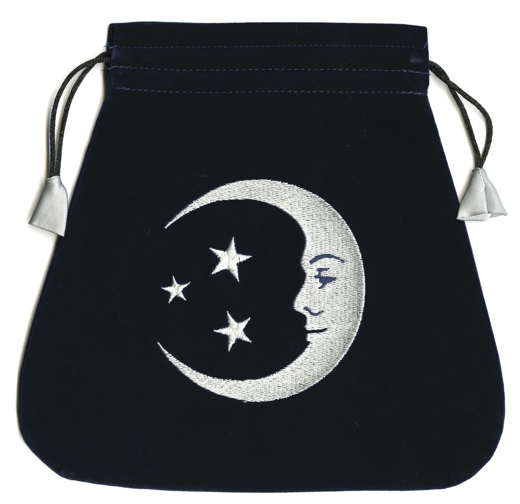 Smiling Moon Embroidered Tarot Bag