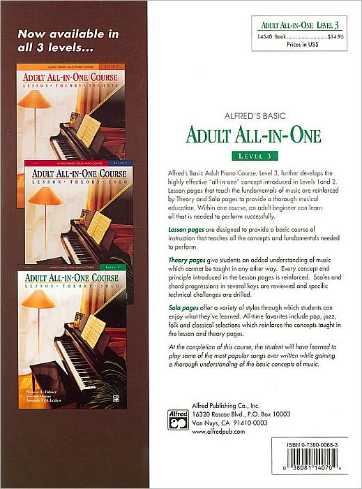Alfred's Basic Adult All-in-One Piano Course, Bk 3