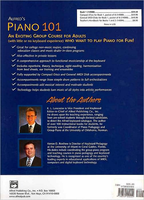 Alfred's Piano 101, Bk 1: An Exciting Group Course for Adults Who Want to Play Piano for Fun!