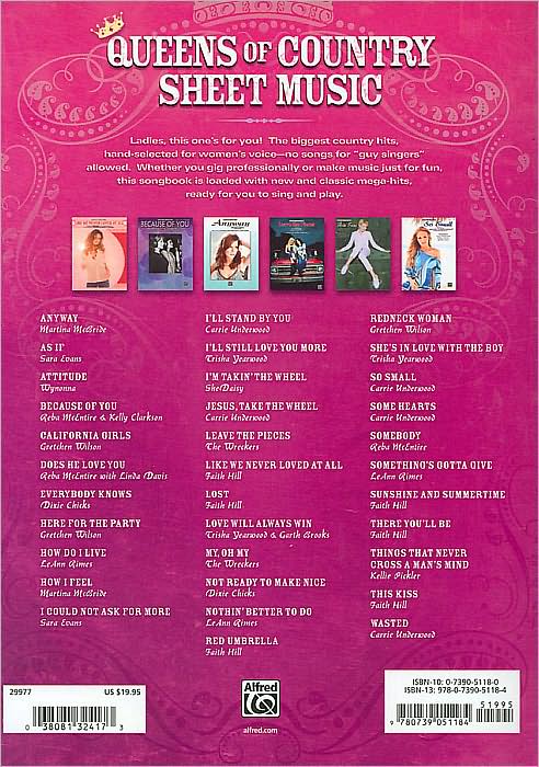 The Queens of Country Sheet Music: Piano/Vocal/Chords