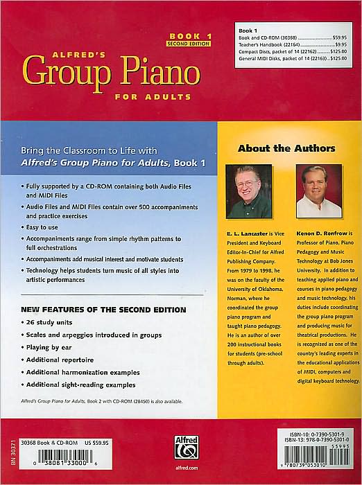 Alfred's Group Piano for Adults Student Book, Bk 1: An Innovative Method Enhanced with Audio and MIDI Files for Practice and Performance, Book & CD-ROM