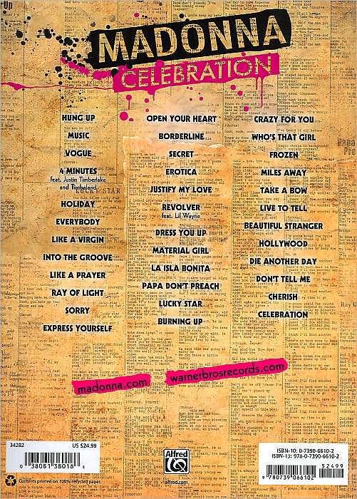 Madonna -- Celebration: Piano/Vocal/Chords