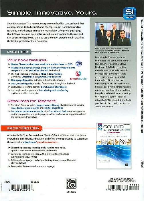 Sound Innovations for Concert Band, Bk 1: A Revolutionary Method for Beginning Musicians (Percussion?Snare Drum, Bass Drum & Accessories), Book, CD & DVD