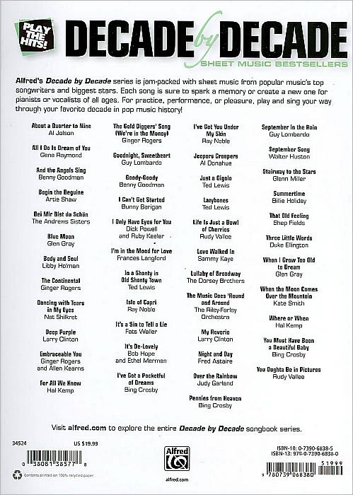Decade by Decade 1930s: Ten Years of Popular Sheet Music Bestsellers (Piano/Vocal/Chords)