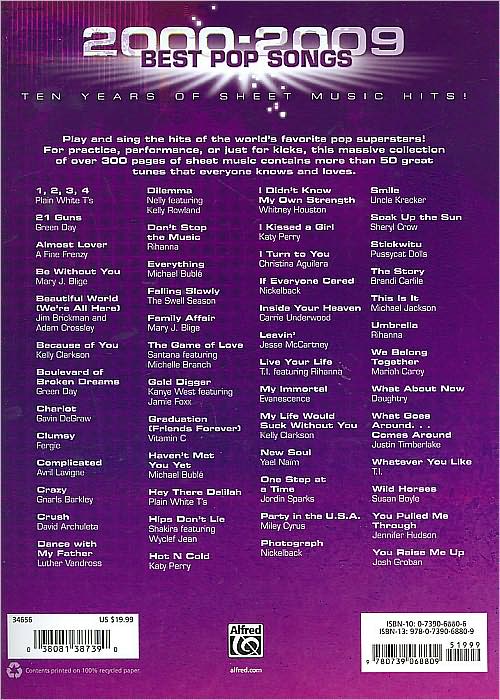 2000-2009 Best Pop Songs: Piano/Vocal/Guitar
