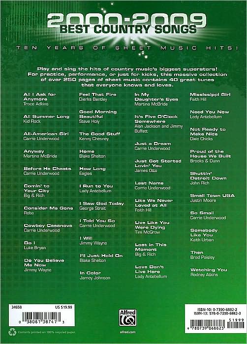 2000-2009 Best Country Songs: Piano/Vocal/Guitar