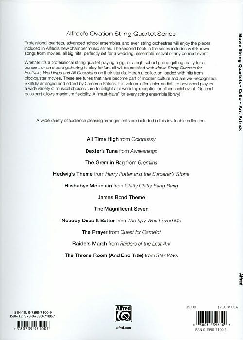 Movie String Quartets for Festivals, Weddings, and All Occasions: Cello, Parts