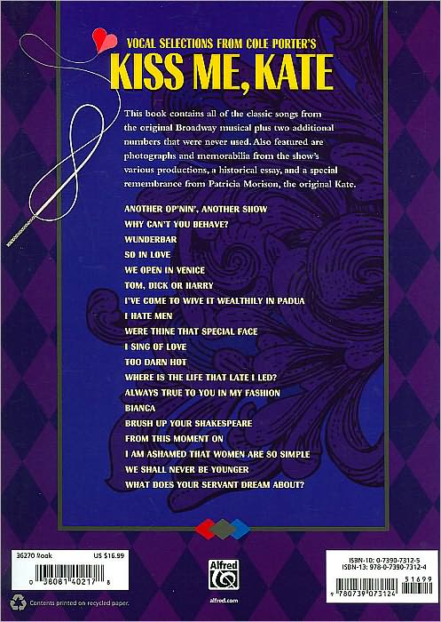 Kiss Me, Kate (Vocal Selections): Piano/Vocal/Chords