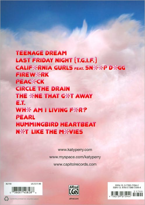 Katy Perry -- Teenage Dream: Piano/Vocal/Chords