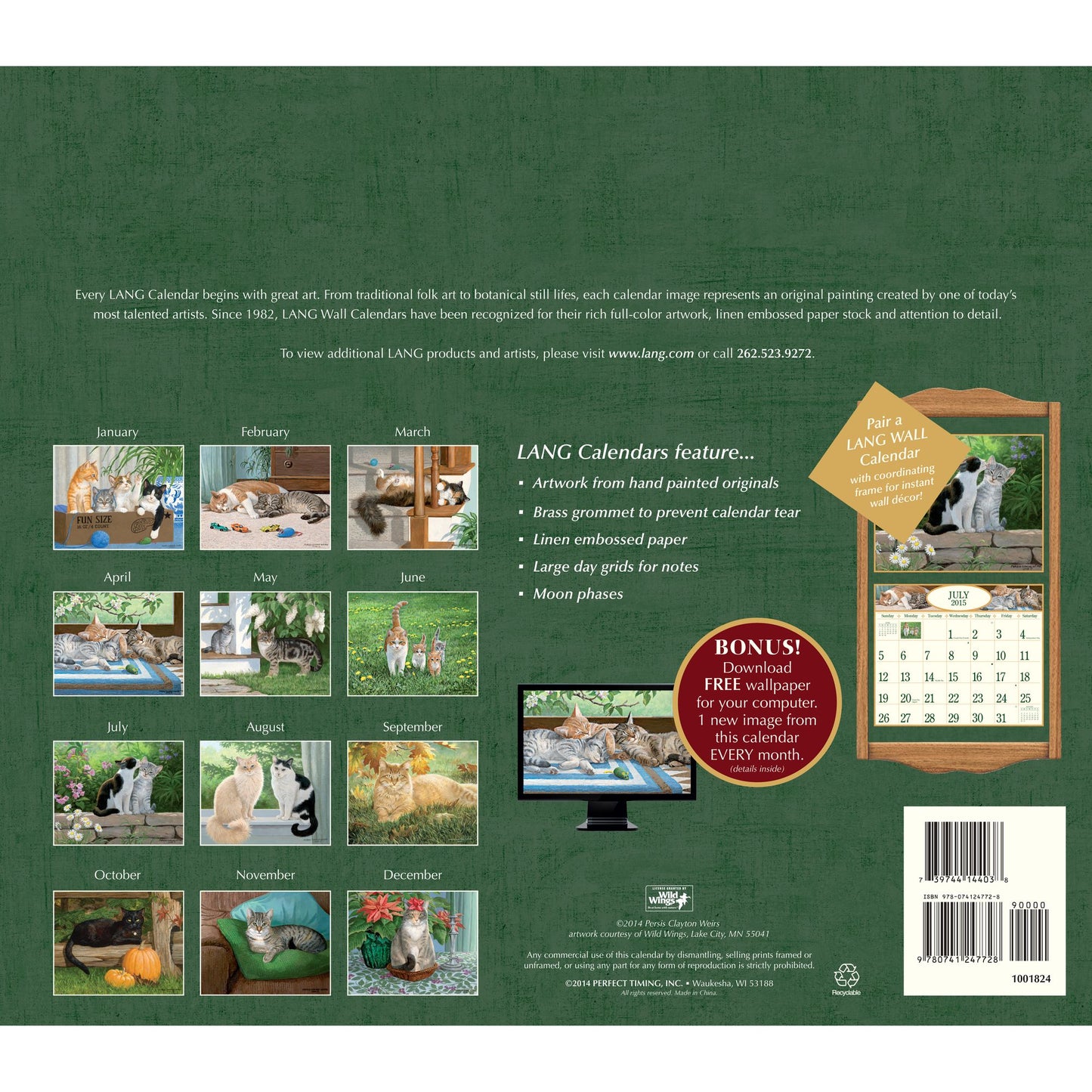 Love of Cats 2015 Calendar : Includes Bonus Downloads
