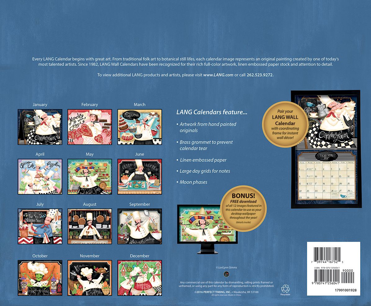 2017 Wall Calendar Love To Cook