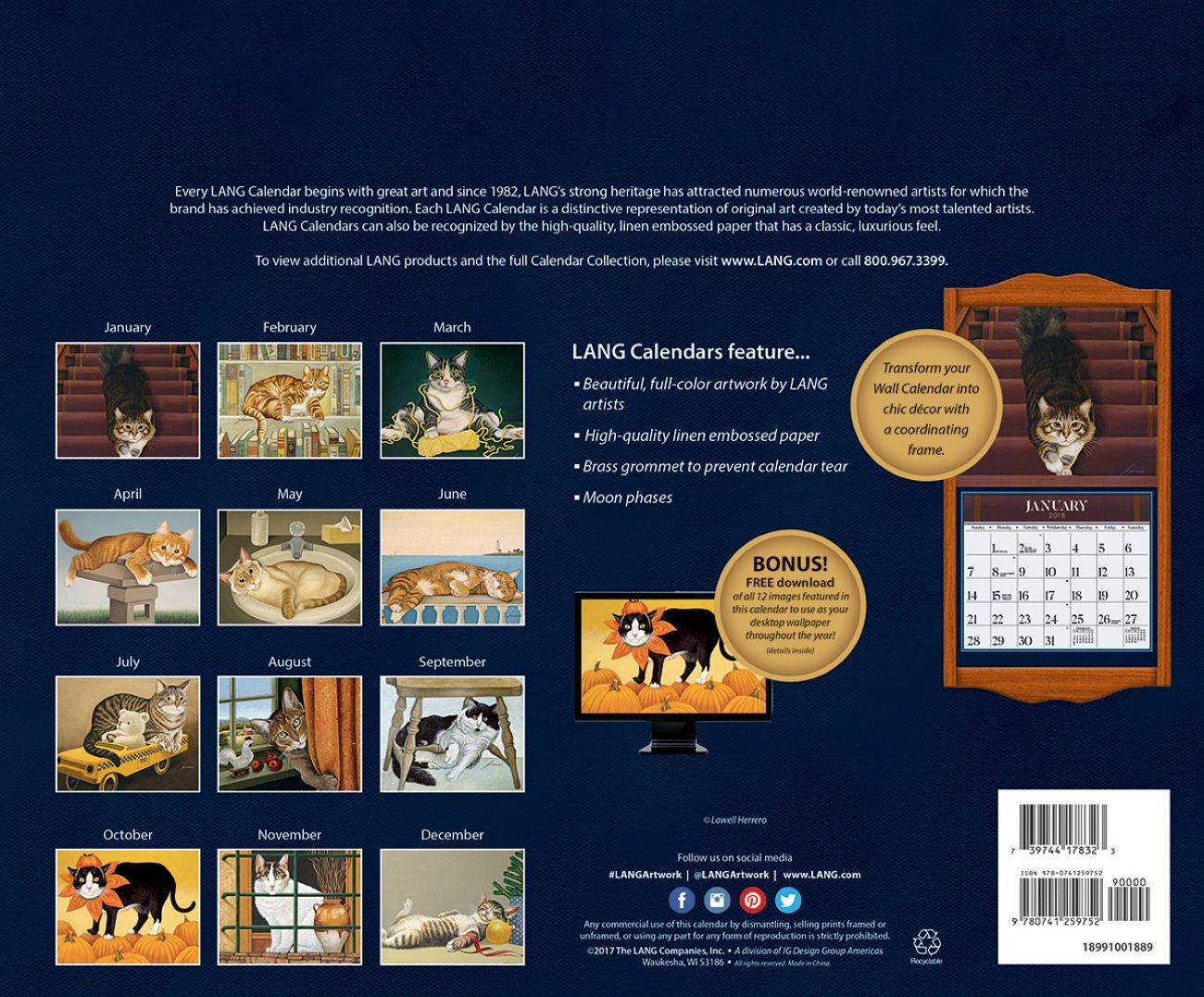2018 AMERICAN CAT WALL CALENDAR
