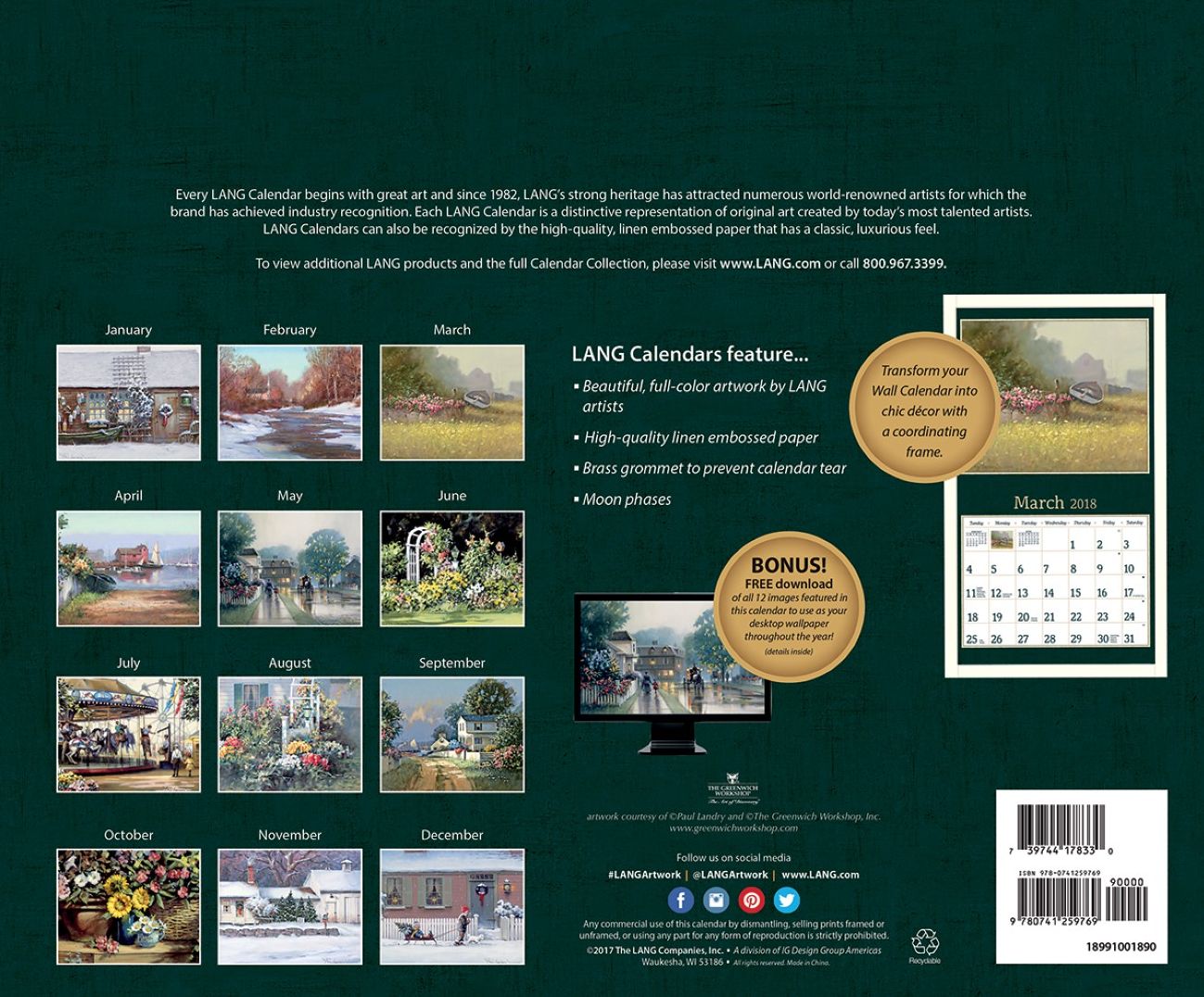 2018 AMERICAN DREAM WALL CALENDAR