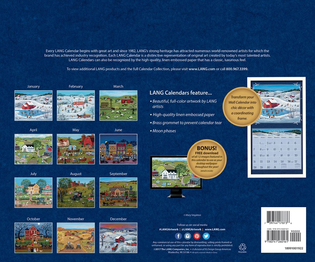 2018 LANG FOLK ART WALL CALENDAR