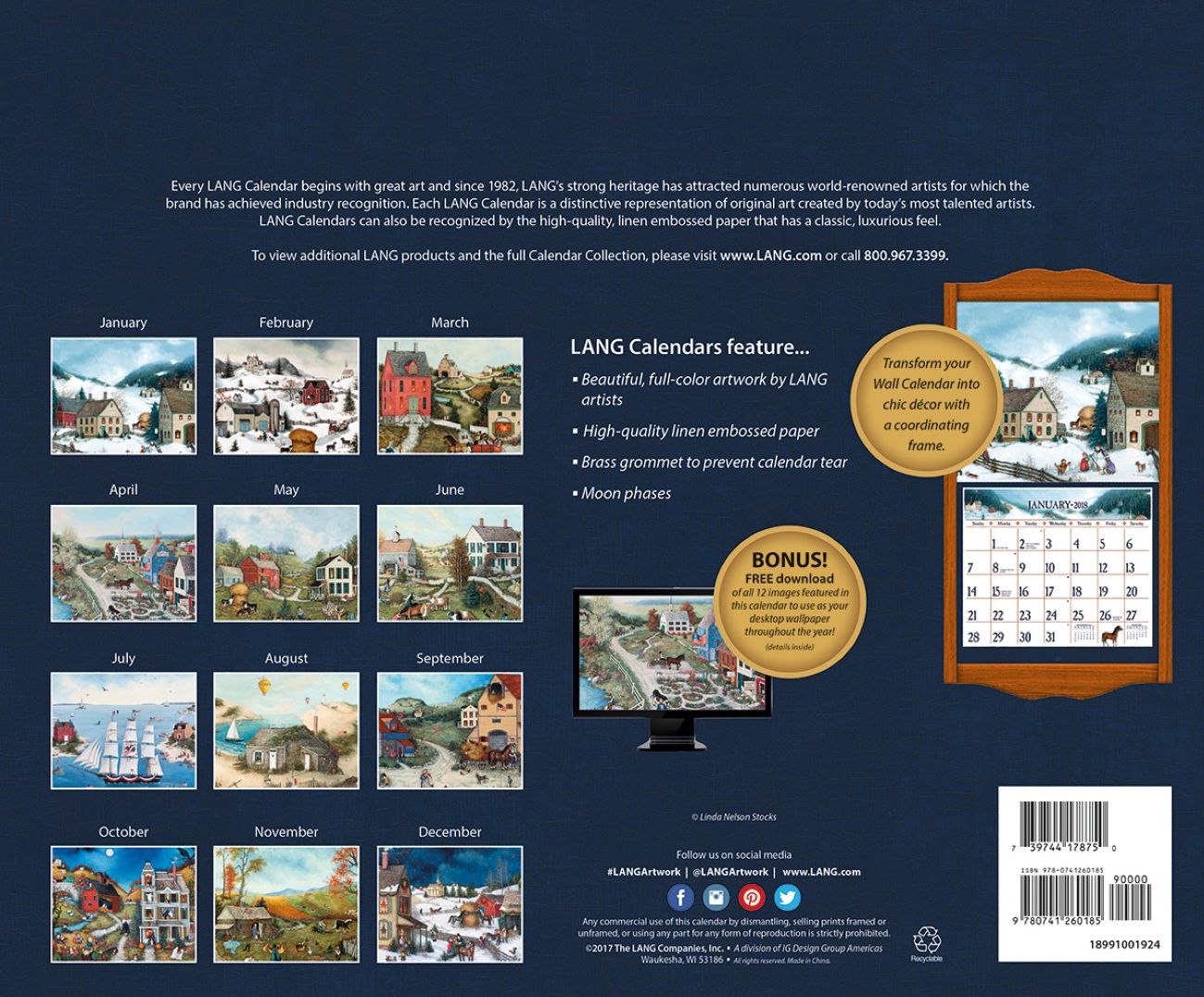 2018 LINDA NELSON STOCKS WALL CALENDAR