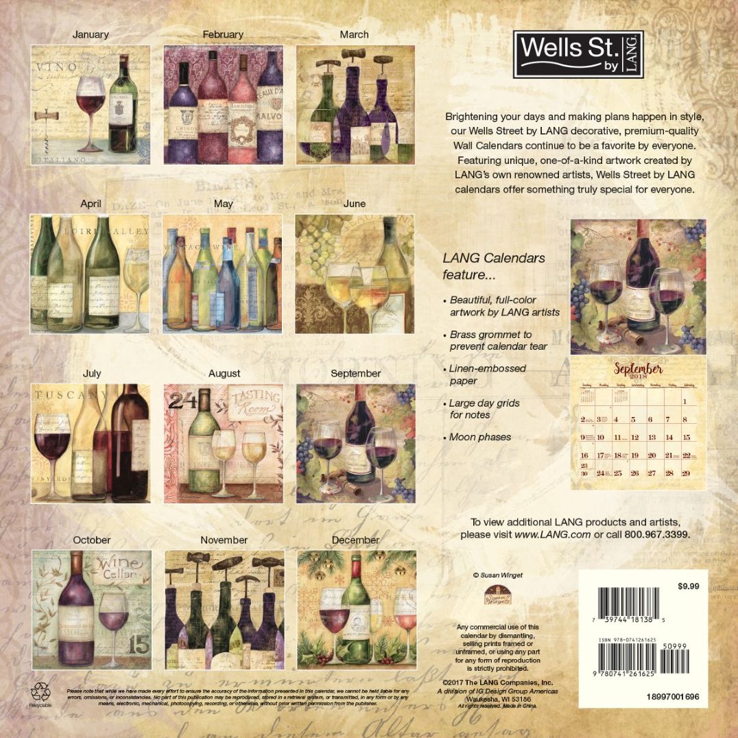 2018 WINE CELLAR WALL CALENDAR