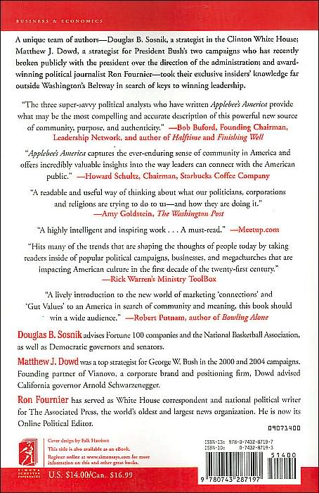 Applebee's America: How Successful Political, Business, and Religious Leaders Connect with the New American Community