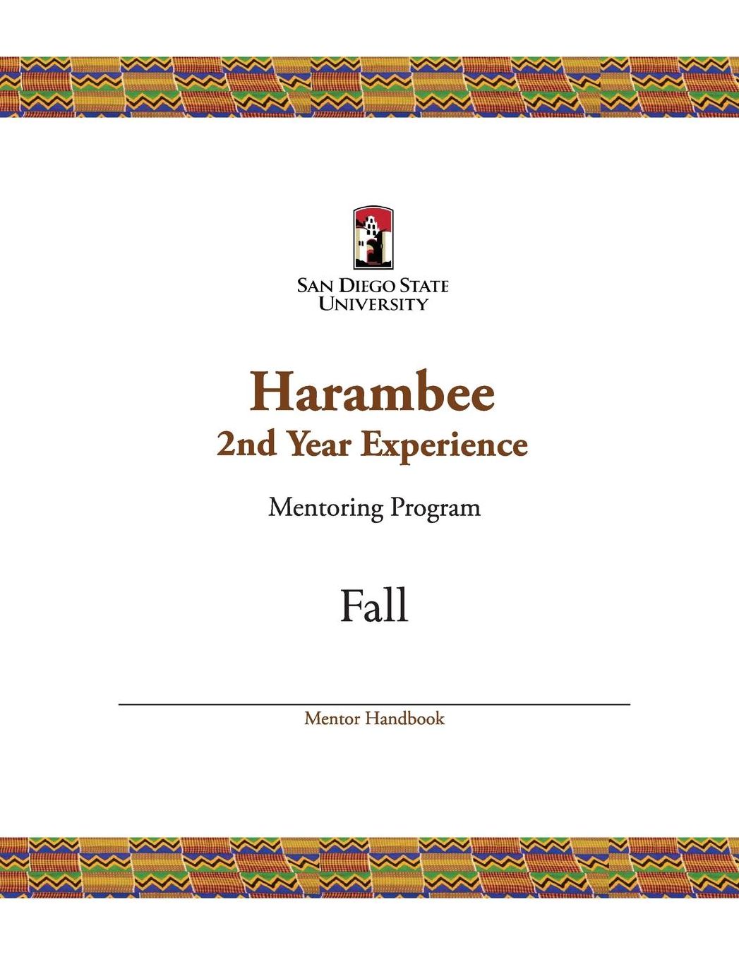 HARAMBEE 2nd YEAR EXPERIENCE MENTORING PROGRAM MENTOR HANDBOOK