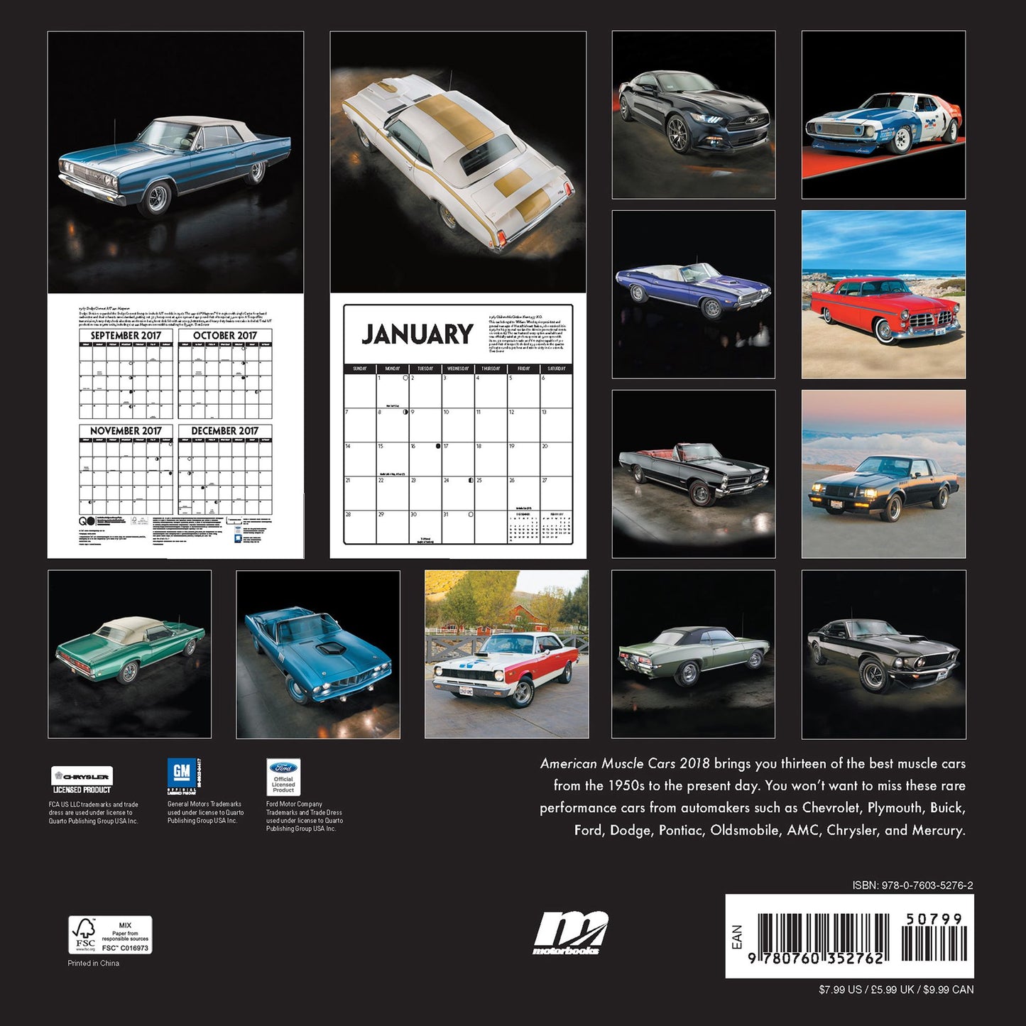 2018 American Muscle Cars Mini Wall Calendar