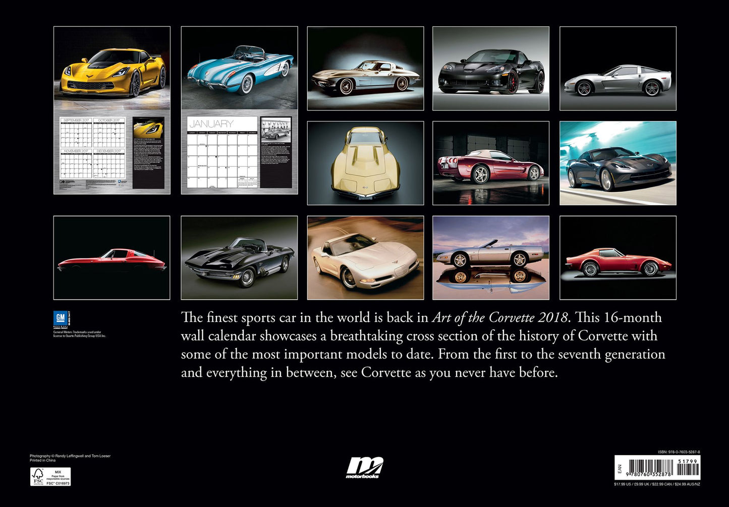 2018 Art of the Corvette Wall Calendar