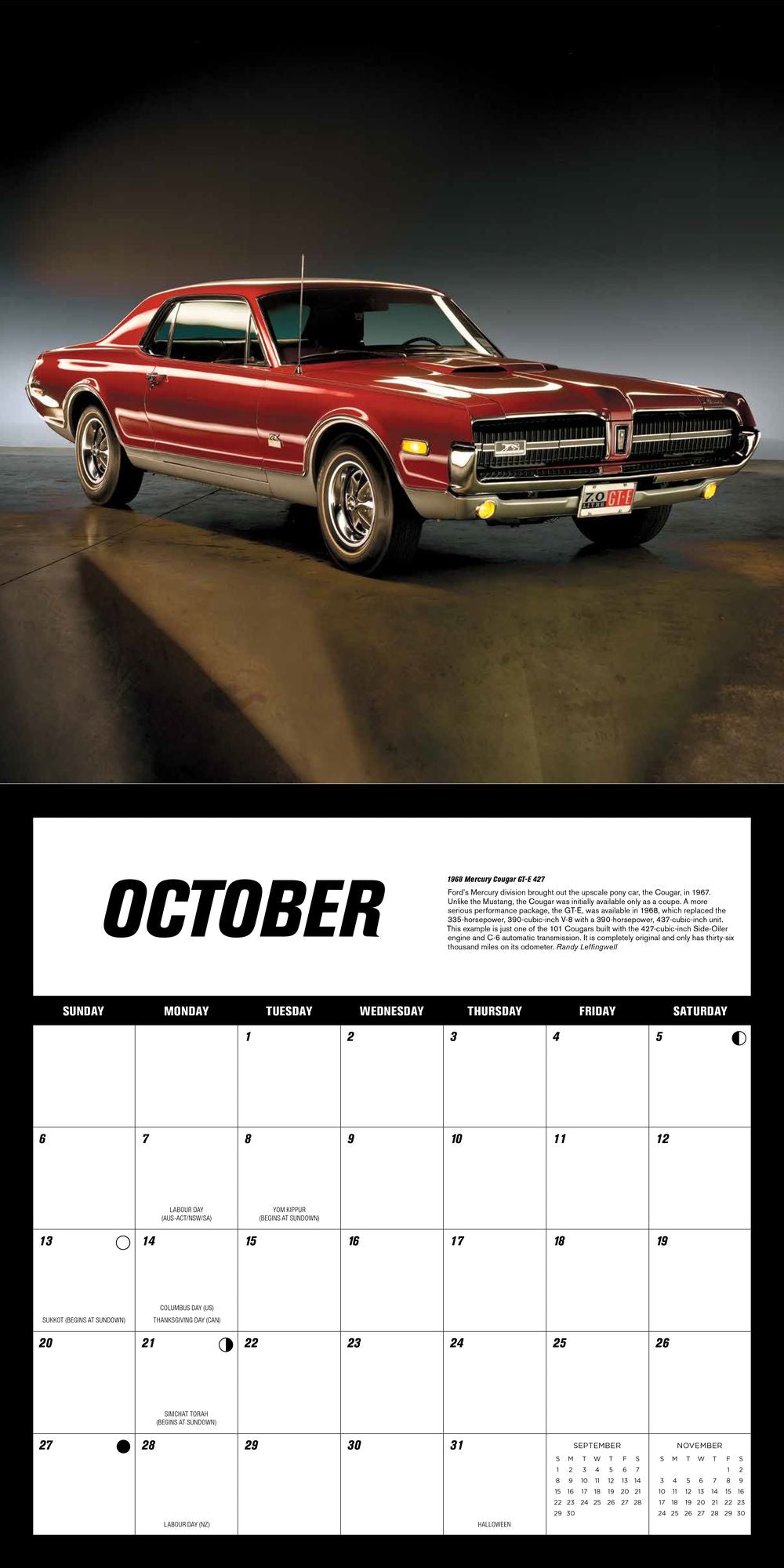 American Muscle Cars 2019: 16-Month Calendar Includes September 2018 Through December 2019
